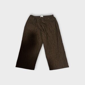Brown Checked Wide-Leg Women’s Pants